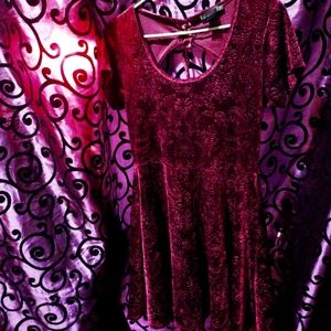 Ruby Red Velvet Babydoll Mini Skater Dress